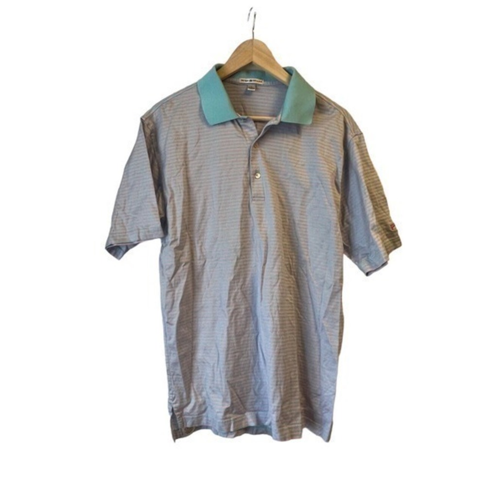 Peter Millar‎ Polo Shirt Mens Large Blue Golf Casual Short Sleeve